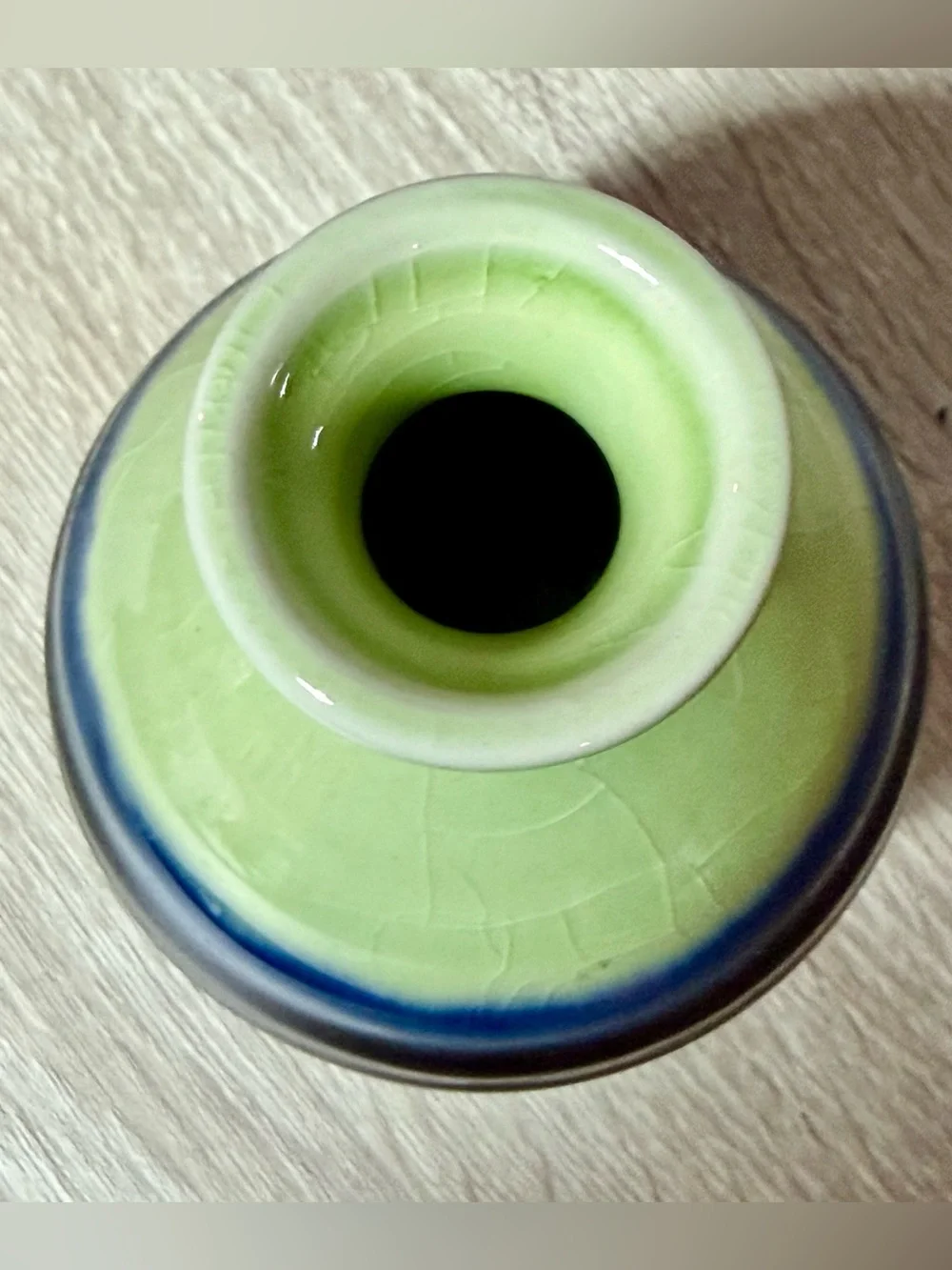 Kotobuki Japanese Mini Ikebana Vase Ceramic, vibrant green, blue, and black